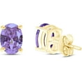 thumbnail image 2 of Dazzlingdaimonds Jewels 925 Sterling Silver 1.30Ct Oval Cut Alexandrite Push Back Ladies Stud Earring's 14K Yellow Gold Plated For Women's, 2 of 3