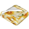 thumbnail image 2 of Cauagu Light Yellow Plaid Sunflower Pattern Flannel Bed Blankets,Fleece Blanket Comfortable Air Conditioning Blanket for Sofa Bed Travel Couch & Living Room -40"x30", 2 of 8