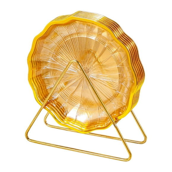 Siruishop Ensemble de 6 Pcs de Vaisselle avec Support Ensemble de Vaisselle en Os avec Support pour Camping Fête en Plein Air Or