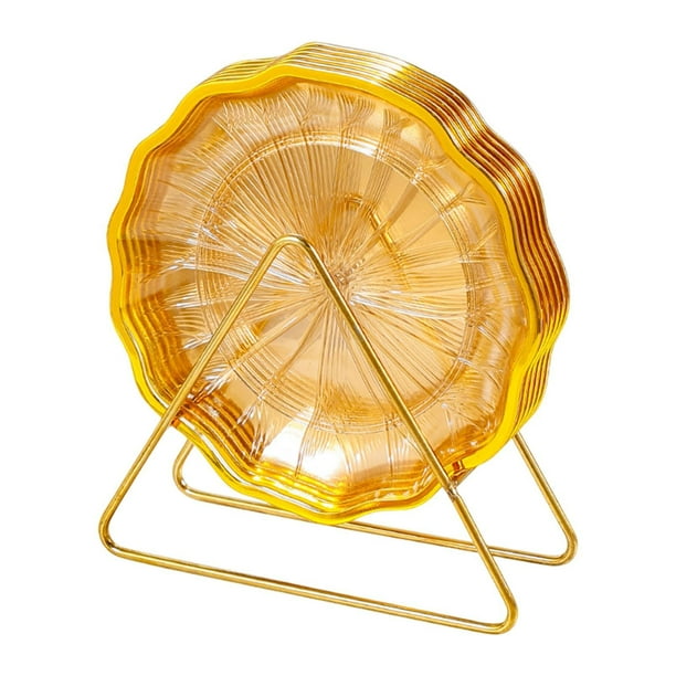 Juego de 6 platos, vajilla, plato de postre, elegante plato de cocina, plato de hueso. Oro