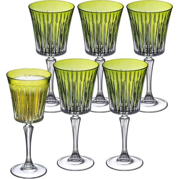 Barski European Colored Wine Glasses - Set of 6 Wine Goblets for Red Wine or White Wine - Elegant Colored Glassware Water Goblets - Gift Ready Colored Stemware, Colorful Wine Glasses, 10 oz, Green