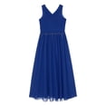 thumbnail image 2 of Miutii Kids Girls Shiny Rhinestones Birthday Party Dress Sleeveless V Neck Wedding Bridesmaid Dress Blue 14, 2 of 9