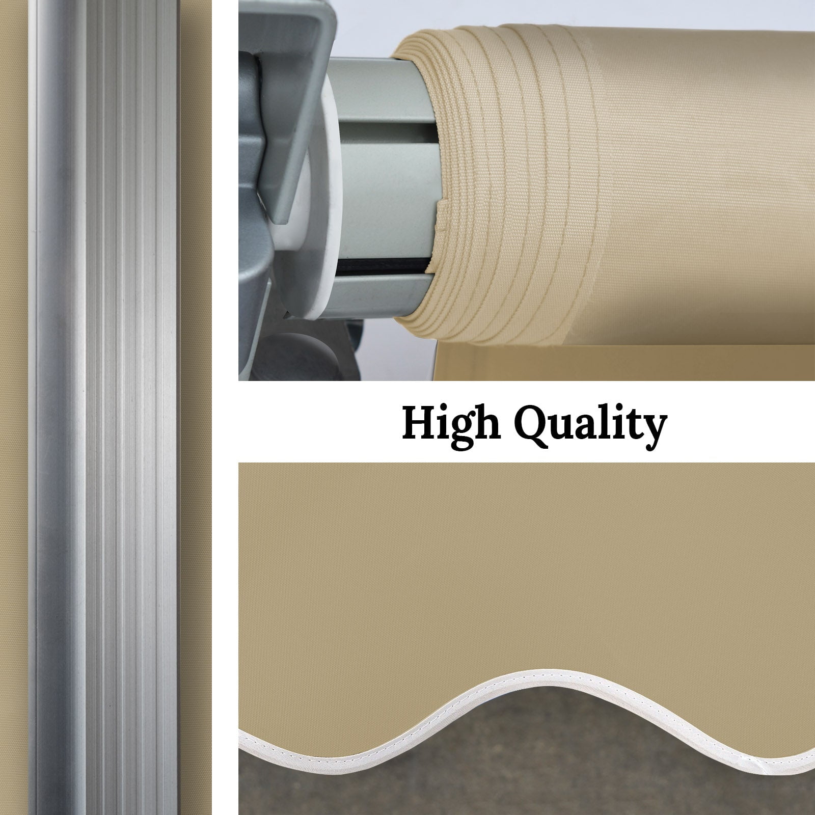 SUNNYOUTDOOR 13x10 FT Patio Awning Retractable Outdoor Sun Shade Manual Patio Deck Awning Heavy Duty Awning (Beige)