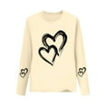 thumbnail image 2 of Girls Long Sleeve Shirt Soft Stretchy Heart Print Top for Kids Kids 2-14 Years, Beige,Size 11-12 T, 2 of 6