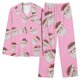 thumbnail image 2 of Puntoco Pijamas para mujer, moda informal para mujer, conjunto de pijama con solapa de manga larga y estampado navideño, conjunto de pijama informal con pantalón superior, 2 of 5
