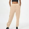 thumbnail image 2 of Enjoytime Sweatpants Women Solid Color Elastic Waist Plus Size Pants Drawstring Lounge Loose Workout Trousers with Pockets Beige XXL, 2 of 4