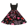 thumbnail image 3 of Robe Imprimée Saint-Valentin pour Femmes Col en U Sans Manches Fermeture Éclair Grand Ourlet une-Pièce S/ M/ L/ TG/ TTG, 3 of 9