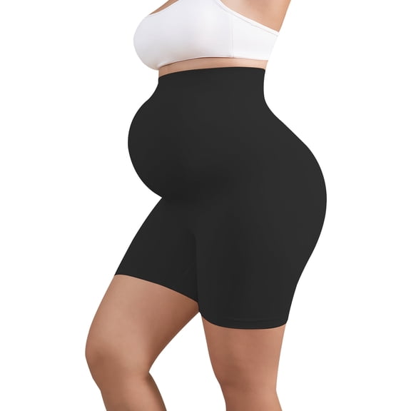 Athlemo Maternity Support Shorts for Women - High Waisted Seamless Pregnancy Underwear