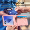 thumbnail image 3 of ELEHOLD Leather Wallet Case for Samsung Galaxy Z Flip 7 2025 with Card Slots, Slim Thin Premium PU Leather Anti-Scratch Shockproof Protective Case Business Style for Men Women,Pink, 3 of 7