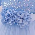 thumbnail image 5 of Toddler Princess Dress Size 3t-4t Trendy Sequin Puff Sleeve Flower Girl Dresses Tulle Wedding Party Clothes 6M-5T, Sky Blue, 5 Years, 5 of 6