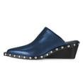 thumbnail image 2 of YDN Women Pointed Closed Toe Rivets Studded Clogs Mules Slip On Wedge Mid Heel Slides Sandals Casual Daily Wear Shoes Size 5.5 Blue, 2 of 4