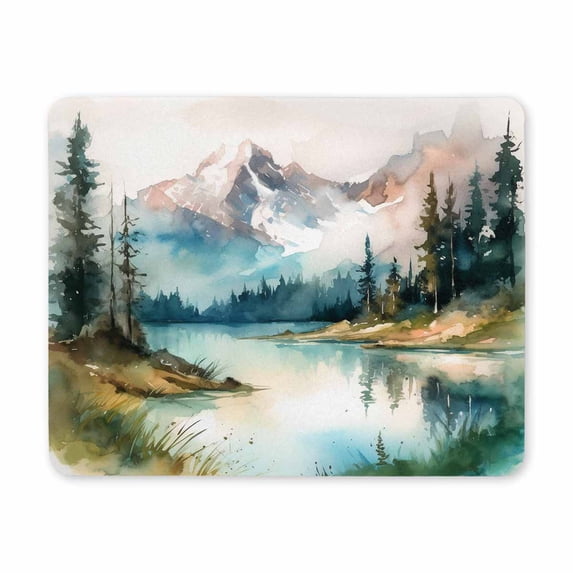 Mouse Pad Overlapping Towering Green Mountains Gaming Mouse Mat Forest Scenery Lake Trees Painting Non-Slip Mousepad for Laptop Computer Work Office Home