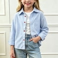 thumbnail image 2 of BLVB Toddler Baby Boys Girls Long Sleeve Button down Shirts Classic Collared Lightweight Jackets Kids Fall Clothes(Light Blue,9-10Years), 2 of 7