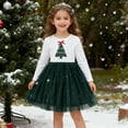 thumbnail image 2 of XEGLSBU Girls Christmas Dress Size 10 Long Sleeve Girls Dress Long Sleeve Party Gown with Elegant Bow and Festive Print Round Neck Design for Holiday Celebrations White Size 7-8 Years, 2 of 9