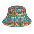 thumbnail image 3 of Daiia Hawaii Palms Pattern Bucket Hat - Trendy Cotton Sun Hat for Beach, Golf, Fishing - Fun Outdoor Vacation Boonie for Men and Women, 3 of 9