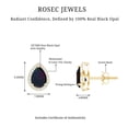 thumbnail image 6 of Rosec Jewels Pear Shaped Black Opal Stud Earrings with Halo (1.4 Carat, AAA Quality) - Black Opal Teardrop Earrings - Ready to Gift, 10K Yellow Gold, 6 of 8