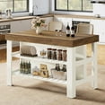 thumbnail image 5 of Kitchen Island with Seating and Storage Shelves, 55.1-Inch Breakfast Counter Farmhouse Island Table for Kitchen Dining Room, 5 of 8