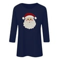 thumbnail image 3 of asdoklhq Winter Tops for Women Christmas Ladies' Christmas Round Neck 3/4 Sleeve T-shirt Shirt Blue XL, 3 of 3