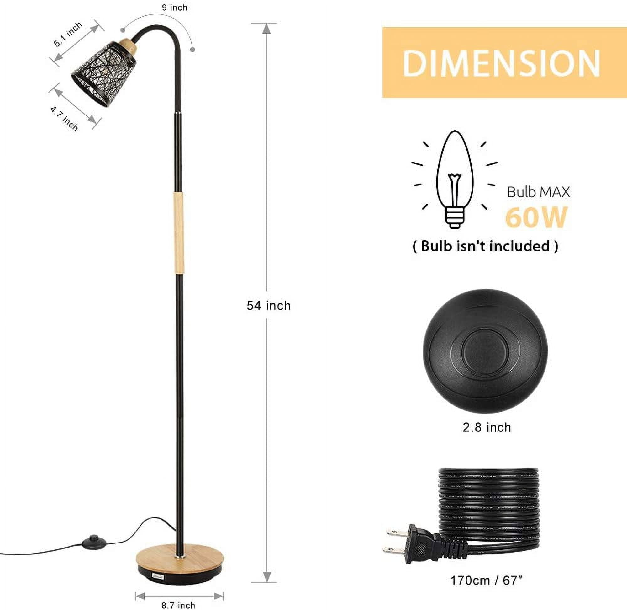 Haitral Industrial 54" 1-Light Adjustable Height Floor Lamp with 360 Adjustable Swing Arm, Black