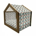 thumbnail image 2 of Tribal Pet House, Hand Drawn Composition of Grid Style Squares with Chevron Zigzag Stripes Pattern, Outdoor & Indoor Portable Dog Kennel with Pillow and Cover, 5 Sizes, Multicolor, by Ambesonne, 2 of 5