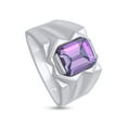 thumbnail image 4 of AFFY 8x10 mm Simulated Birthstone Men's Ring Alexandrite In 14K White Gold Plated 925 Sterling Silver. Ring Size 7.5, 4 of 6