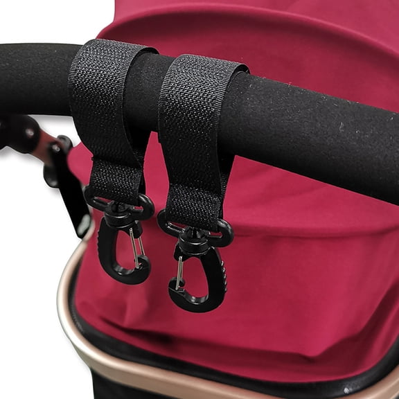 UPOUART 12pcs Stroller Organizer Hook Black Polyester Hangers for Parents