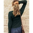 thumbnail image 3 of Camisas de manga larga para mujer, color puro, casual, con botones, estilo túnica, elegante para uso diario, 3 of 5