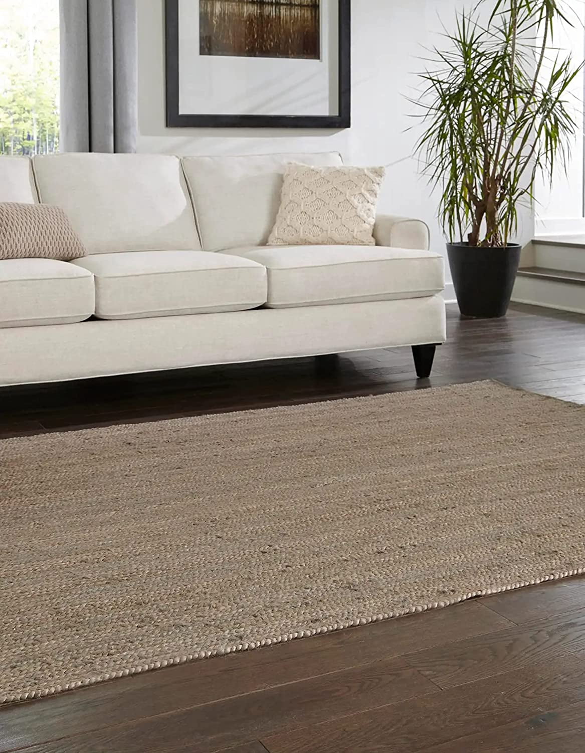 Agro Richer Grey Dye Rectangle Jute Area Rugs for Living, Carpet for Kitchen outdoor & Indoor (4x6" Feet)
