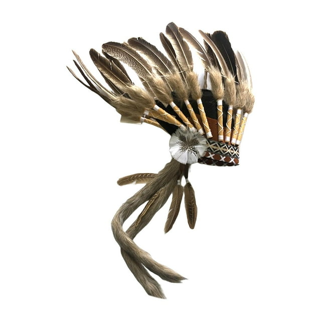 Chief Indian Hat Headwear Fascinator Crown Accesorios de plumas Disfraz Banda para el cabello para Carnival Performance Party Party Burlesque Yuyangstore Banda para el cabello