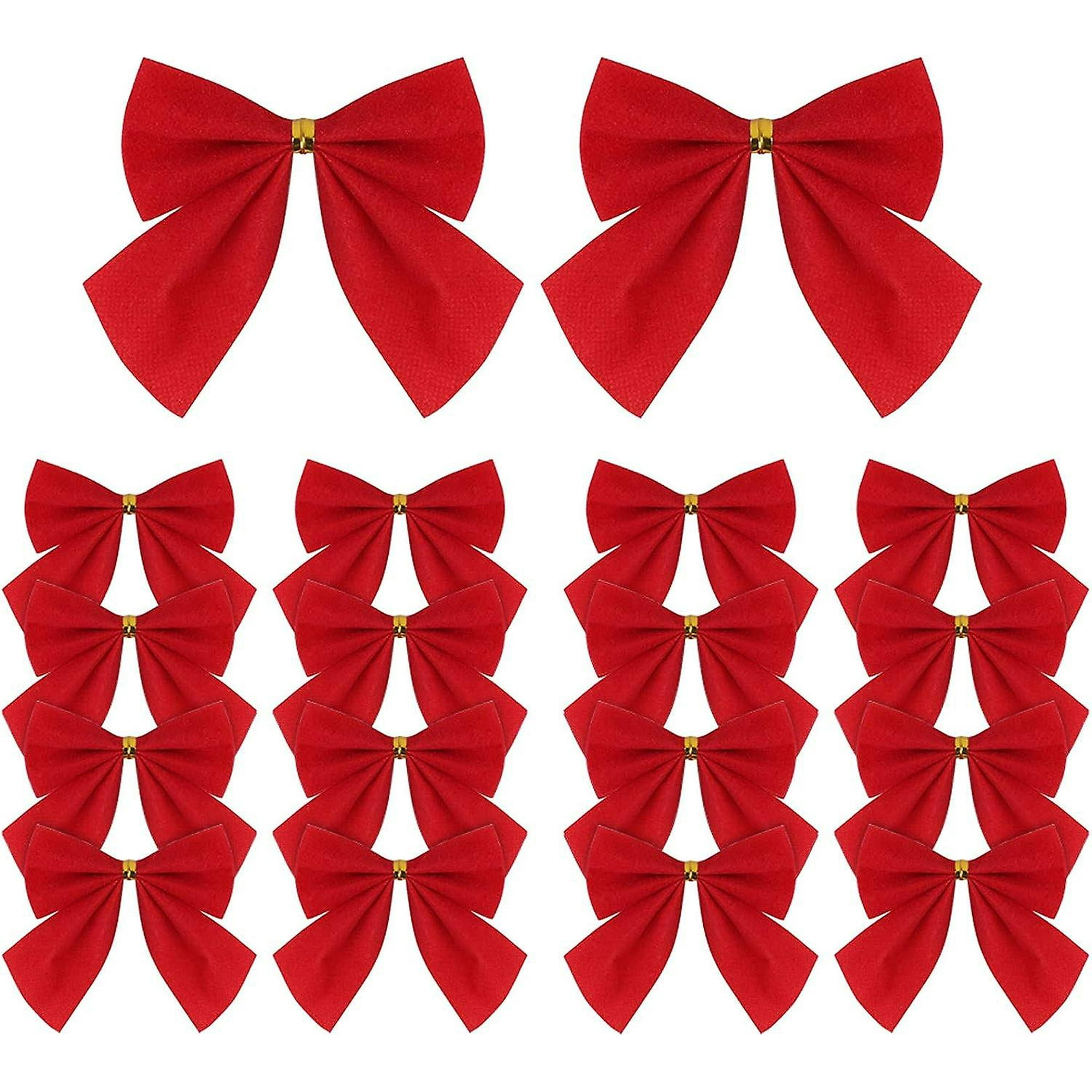 Mini Red & Tan Gingham Ribbon Bows - 50 Pieces, 1.6 Inch, For Crafts & Christmas Ornaments