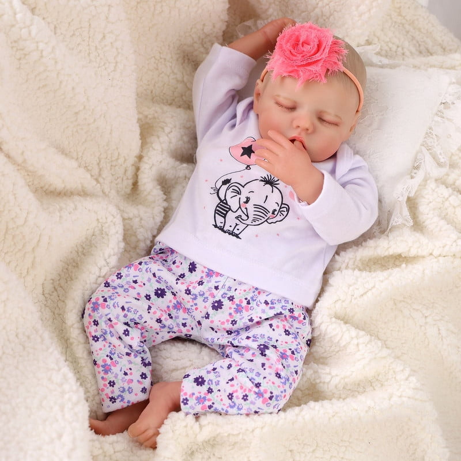 RSG 17 Inch Reborn Baby Dolls Lifelike Real Life Newborn Baby Soft Cloth Body Toys For Kids 3+