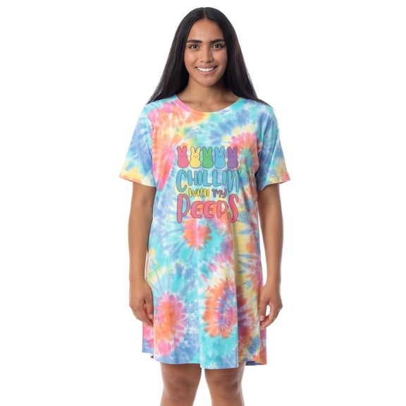 Easter Peeps Women's Chillin' Marshmallow Candy Tie Dye Nightgown Pajama
