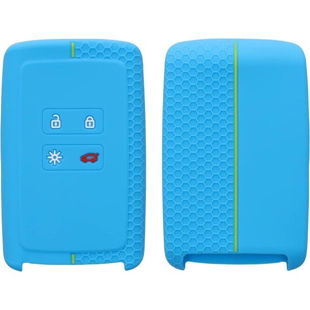 Funda para llave de coche compatible con llave inteligente de 4 botones para llave de coche Renault (solo Keyless Go) - Funda protectora de silicona para llave de coche - Negro/Azul