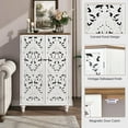 thumbnail image 4 of JOINICE Wood Accent Cabinet, Hollow Carved Tall Storage Cabinet with 2 Doors for Living Room, Entryway, Dining, White, 4 of 8