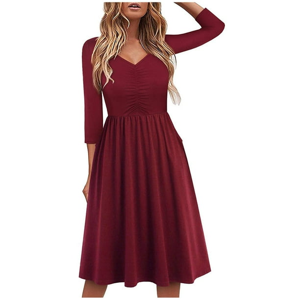 Release Do housework incomplete Wedding Guest Dresses A-Line For Women Summer 3/4 Sleeve V Neck Dress Teen Girls Fashion Loose Swing Flowy Mini Dress - Walmart.com Release Do housework incomplete Wedding Guest Dresses A-Line For Women Summer 3/4 Sleeve V Neck Dress Teen Girls Fashion Loose Swing Flowy Mini Dress - Walmart.com