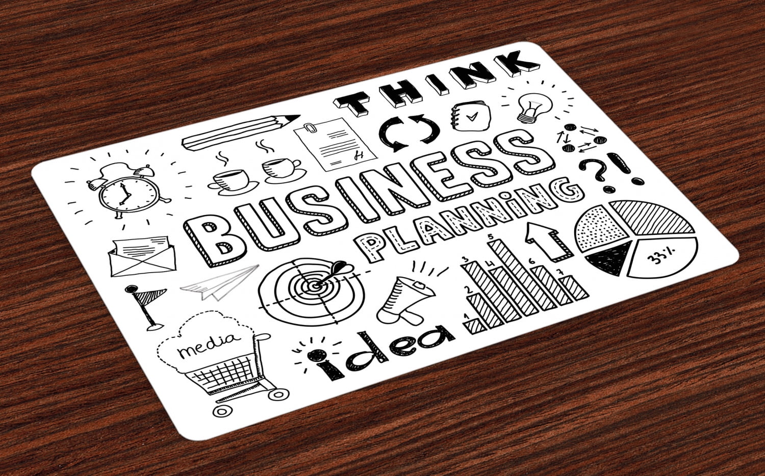 Doodle Placemats Set of 4 Business Planning Theme Doodle Icons Set