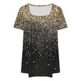 thumbnail image 4 of Moxiu Womens Tops 2025 Short Sleeve Square Neck Ruched Shirt Floral Trendy Tee Shirts Plus Size Flowy Spring Summer Tunic Blouse Gold,XXL, 4 of 4