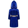 thumbnail image 2 of dPois Kids Boys Boxing Robe Costume Satin Long Hooded Hoodie Halloween Cosplay Costume Royal Blue 8, 2 of 7