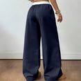 thumbnail image 5 of longantii Wide Leg Sweatpants Women Baggy Joggers Comfy High Rise Soft Drawstring Pants Athletic Joggers Baggy Sweatpant with Pockets Dark Blue M, 5 of 6