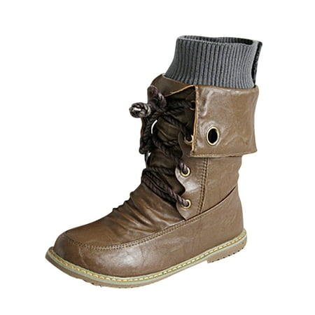 

NECHOLOGY Tall Rain Boots for Women Wide Calf Insulated Medium Lacing Winter Boots over Knee Boots Wide Calf for Women Brown 8.5