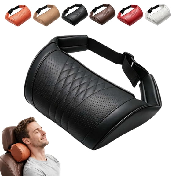 Universal Memory Foam Car Headrest Neck Pillow, Memory Foam Neck Support with 3D Ergonomic Shape, Dual Non-Slip Straps and Universal Fit for Cars, SUVs and Trucks