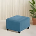 thumbnail image 4 of Square Ottoman Covers Slipcover Stretch Comfortable Jacquard Fabric with Elastic Bottom Form Fit Furniture Protector for Footrest Pouffe Foot Stool Storage, Removable Washable Spandex, 4 of 5