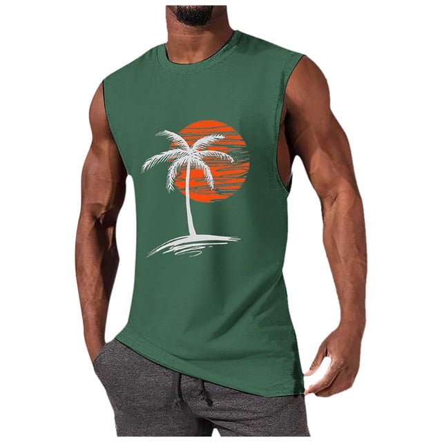 Ramiter Men Microfiber Light Compression Tank Mens Tank Tops Green,L