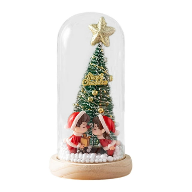 Mini árbol de Navidad de mesa con luz, adorno navideño, árbol de Navidad artificial. Base de madera