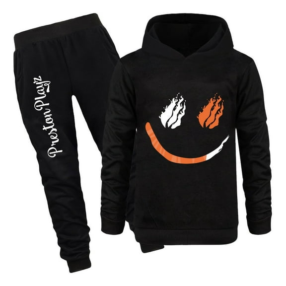 Gaming Hoodie Set for Boys Girls PrestonPlayz Flame Pullover and Joggers 2 Piece Kids Outfit for Play School or Gifts