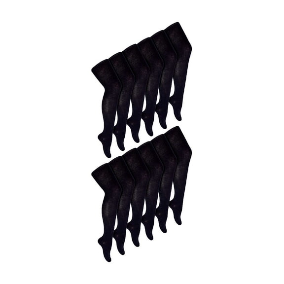 12 Pairs Girls School Uniform Tights | Sock Snob | Soft & Comfy Plain Opaque Tights for Kids