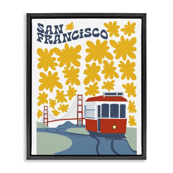 Stupell Industries San Francisco Trolley Black Framed Floater Canvas Wall Art, design by Omar Escalante