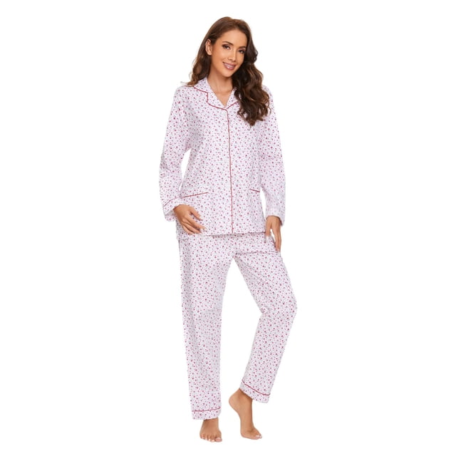 Apparonia Conjuntos de Piyamas Mujer 100% Algodón Francela Bonita Flor Rosada 3XL