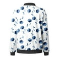 thumbnail image 5 of Tiweut Casual Jackets Womens Floral Print Round Neck Loose Fit Long Sleeve Coat Cardigan Blouses Blue,M, 5 of 5