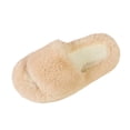thumbnail image 2 of uublik House Fuzzy Slippers Women Open Toe Memory Foam House Shoes Indoor Outdoor Non Slip House Slides, Khaki, 2 of 5